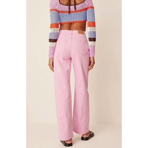 NWT ROMEE STRIJD X NA-KD High Waisted Wide Leg Denim In Light Pink Size 2 (32) - Picture 3 of 10